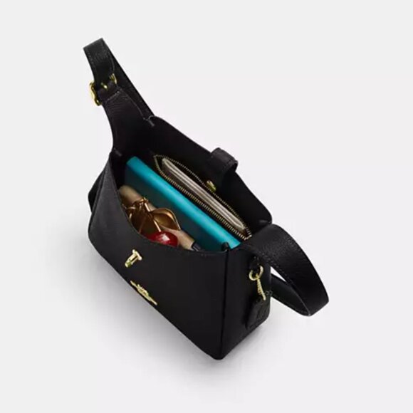 Coach Hadley Mini Crossbody CAL61 Leather Straw Black Shoulder Bag Toast ORGPKG - Picture 10 of 11